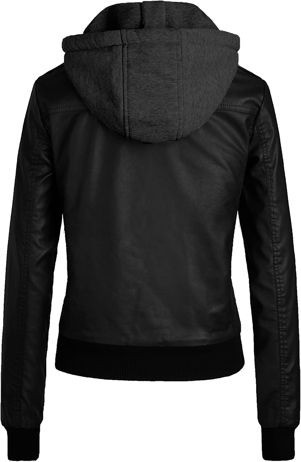 image:imagewantdo Faux Leather Jacket for Women PU Moto Biker Bomber Motorcycle CoatPure Blacklightweight
