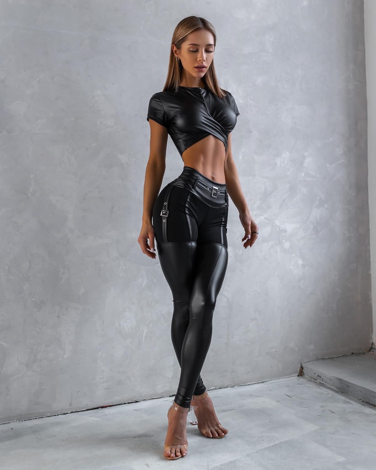 image:imageBona Fide Tummy Control Compression Leggings for Women WorkoutDominatrix Black Blaze