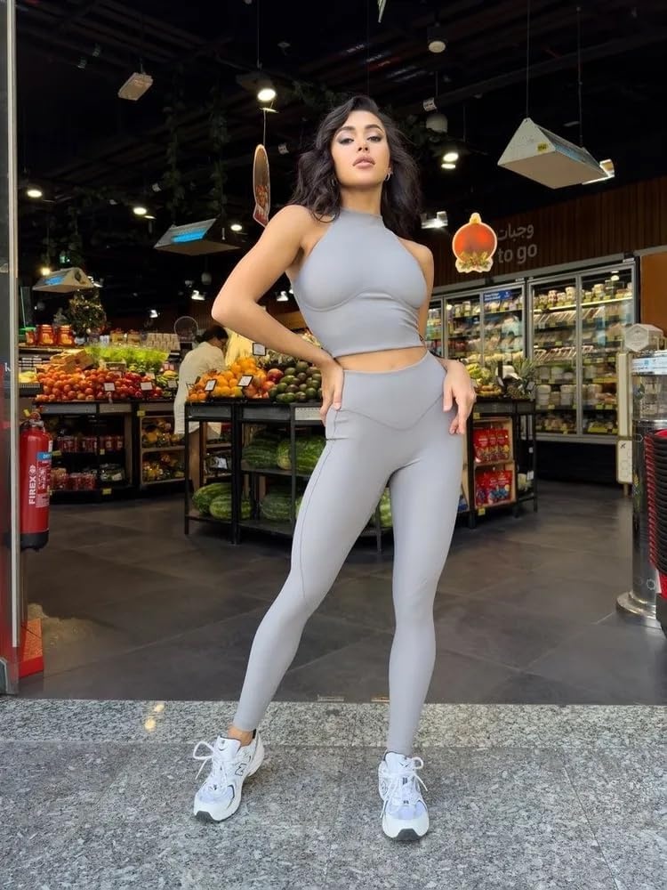 image:imageBona Fide Tummy Control Compression Leggings for Women WorkoutLeggings Ribbed Gray