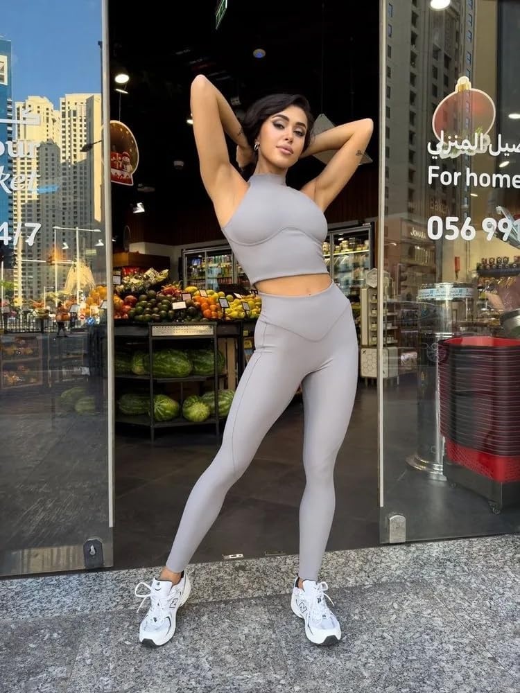image:imageBona Fide Tummy Control Compression Leggings for Women WorkoutLeggings Ribbed Gray