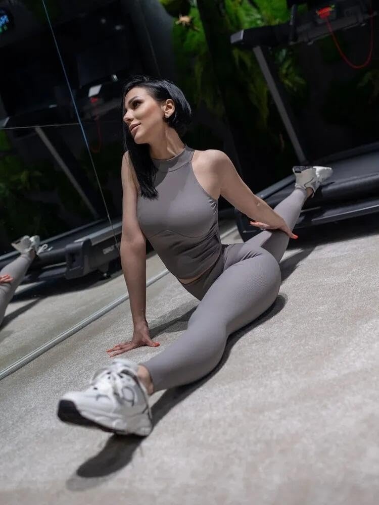 image:imageBona Fide Tummy Control Compression Leggings for Women WorkoutLeggings Ribbed Gray