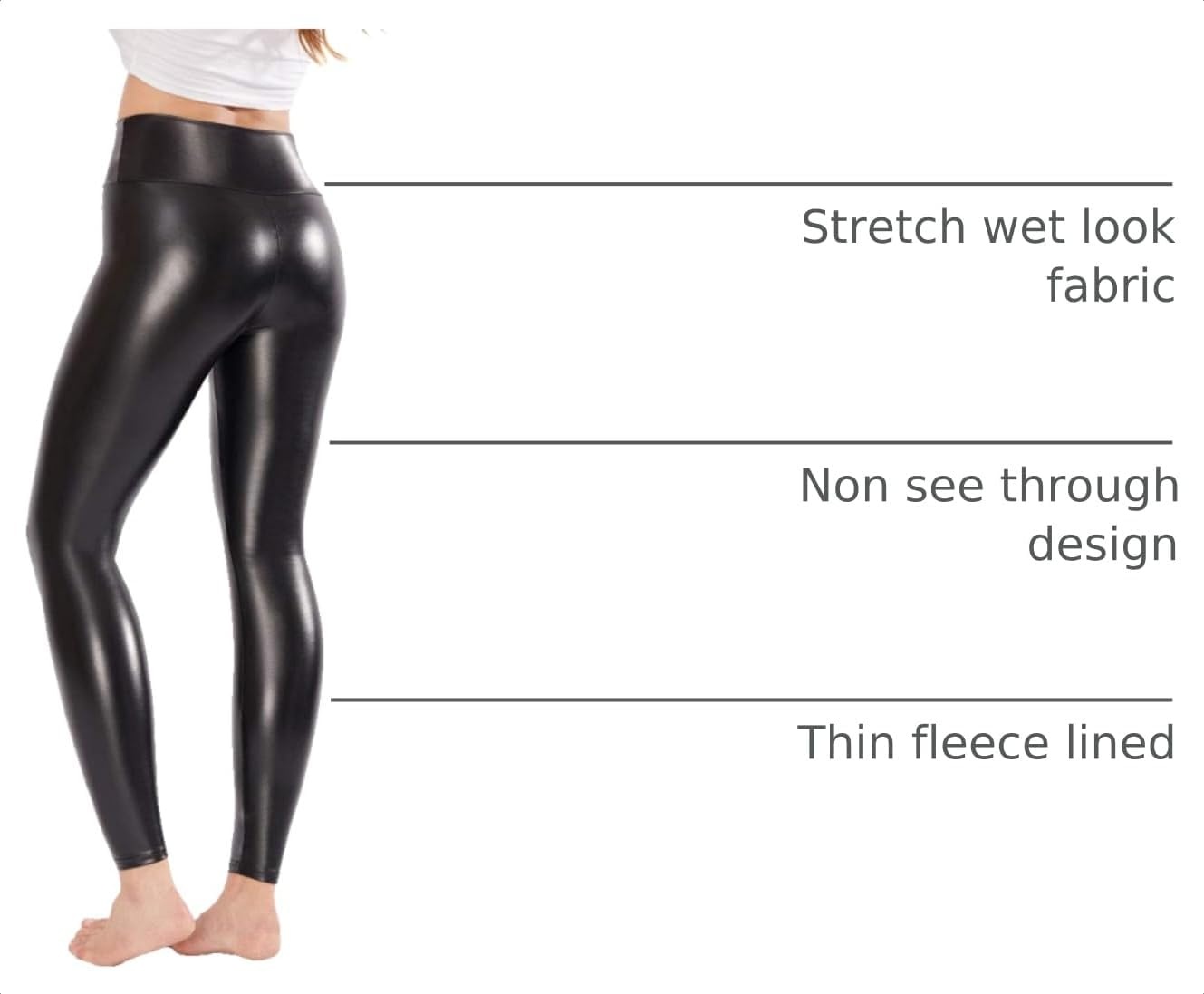 image:imageGinasy Faux Leather Leggings for Women Tummy Control FleeceLinedBlack
