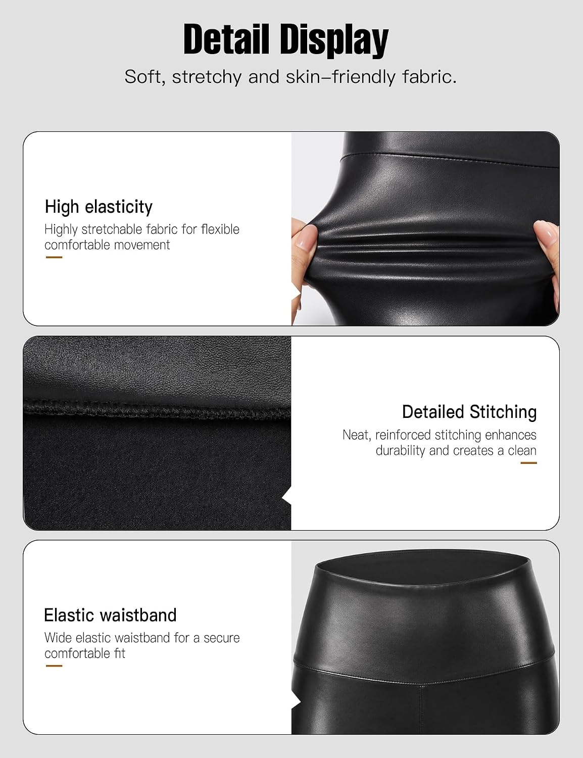 image:imageGinasy Faux Leather Leggings for Women Tummy Control FleeceLinedBlack