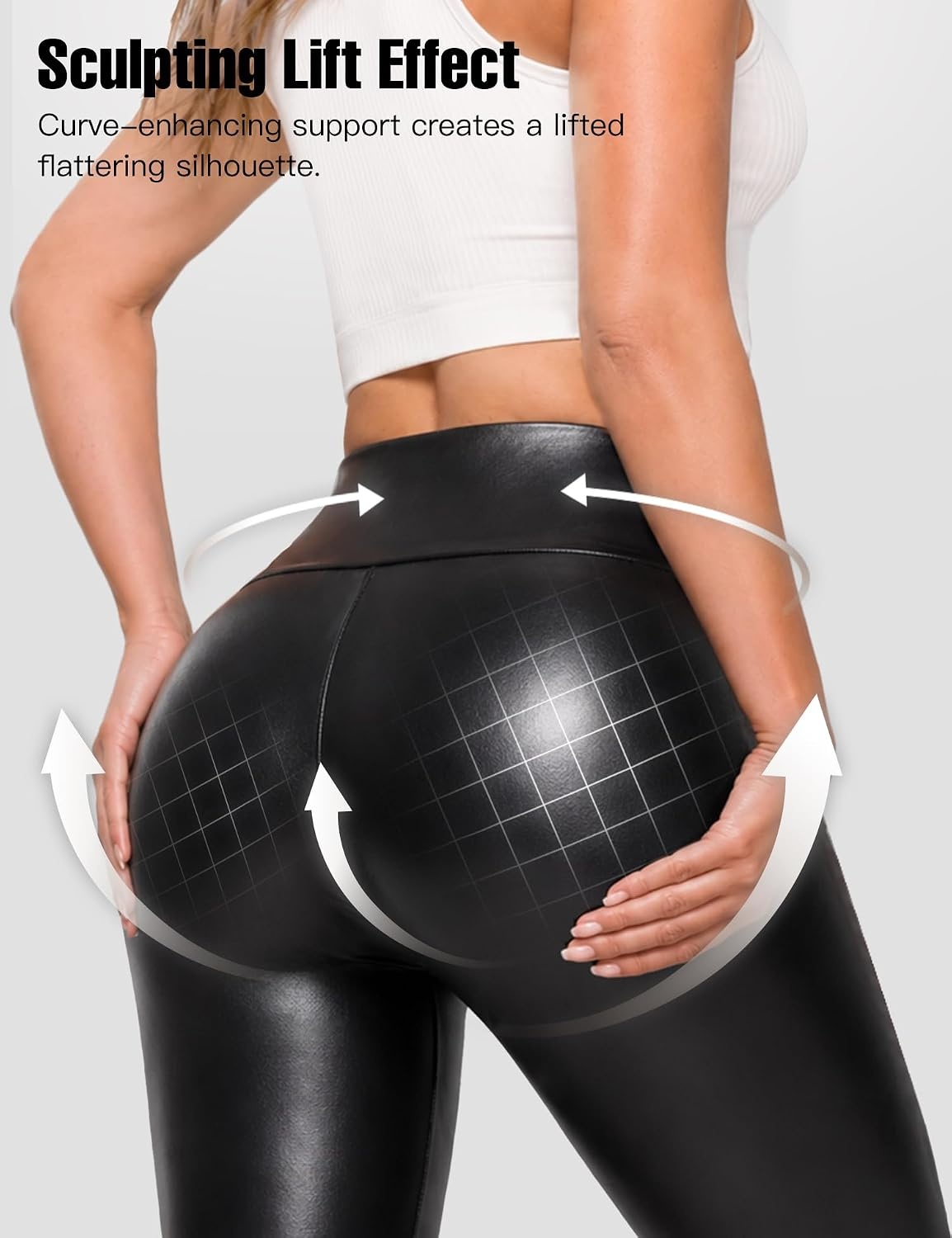 image:imageGinasy Faux Leather Leggings for Women Tummy Control FleeceLinedBlack