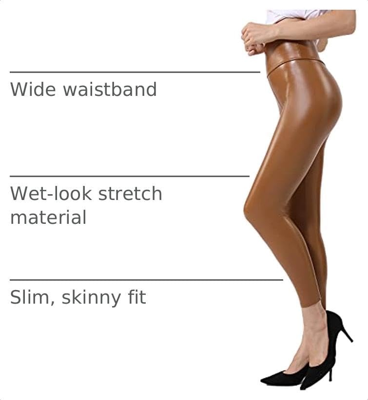 image:imageGinasy Faux Leather Leggings for Women Tummy Control FleeceLinedBrown