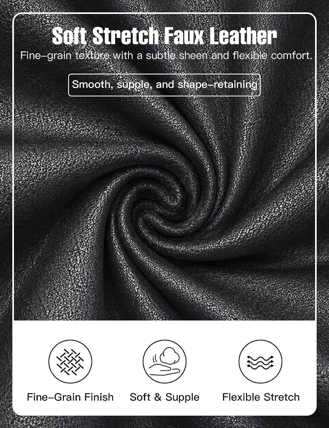 image:imageGinasy Faux Leather Leggings for Women Tummy Control FleeceLinedMatte Black