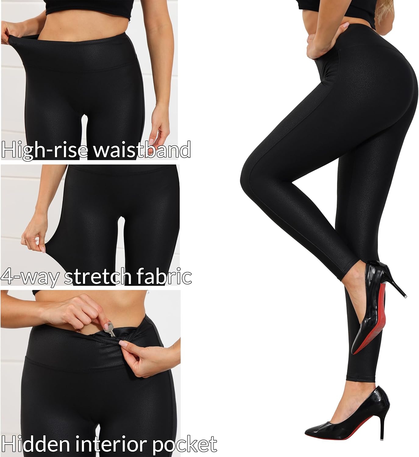 image:imageNewL Womens Faux Leather High Waist Skinny Leggings Stretch Bodycon PantsBlack