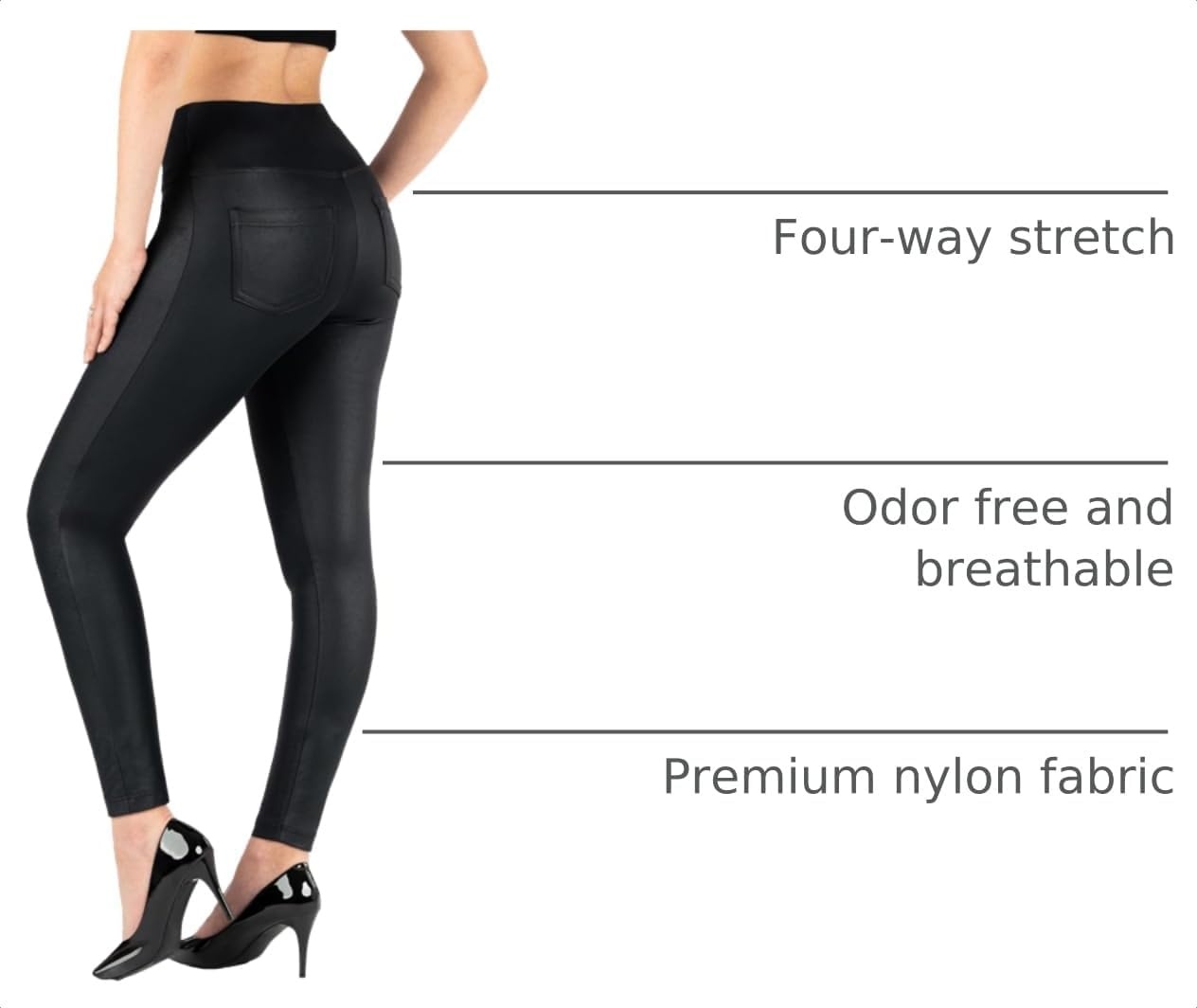 image:imageNirlon High Waist Jeggings for Women Back PocketsNirJEANSBlack