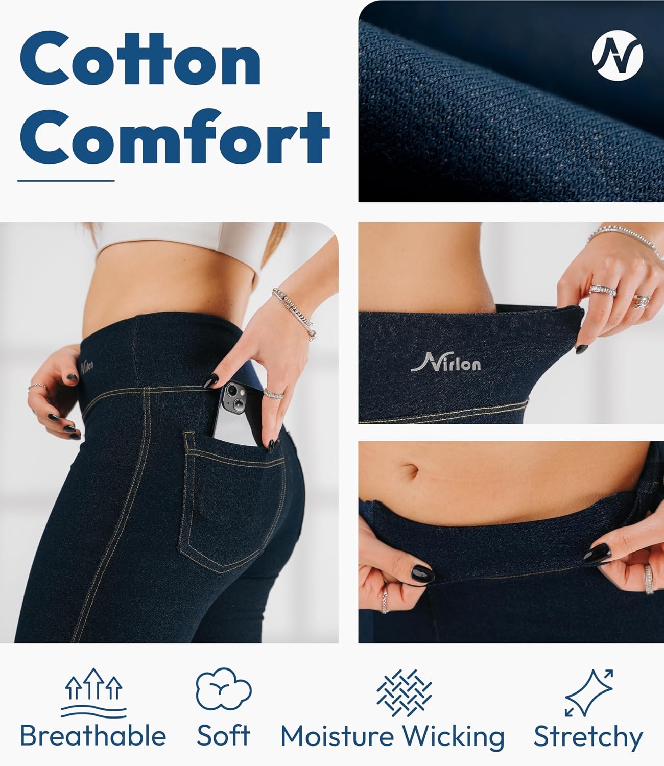 image:imageNirlon High Waist Jeggings for Women Back PocketsNirJEANSDark Jeans