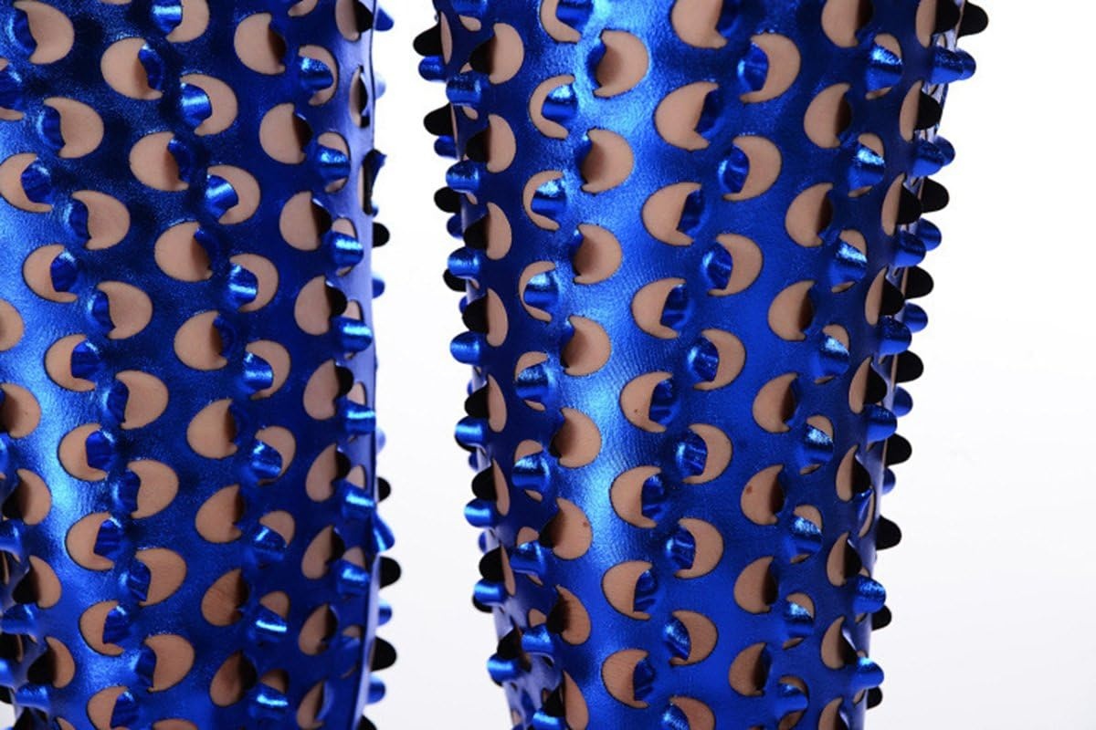 image:imagePanegy Women Punk Rock Leggings Hollow Leggings Party Digital Skinny TrousersBlue