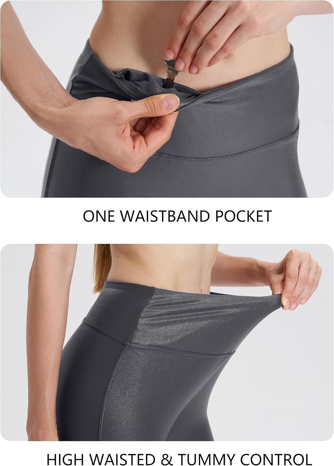 image:imageWomens Faux Leather Leggings 2527 High Rise Stretch PantsDark Grey