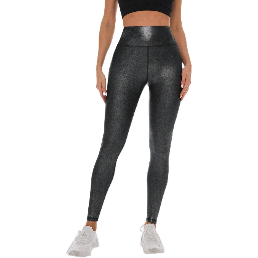image:imageKIWI RATA Womens Faux Leather Leggings Shiny Pleather PantsShinny Black