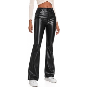 Zebaexf Women’s High Waist Faux Leather Pants Straight Leg Jeans Leather Look Pants(B-black)