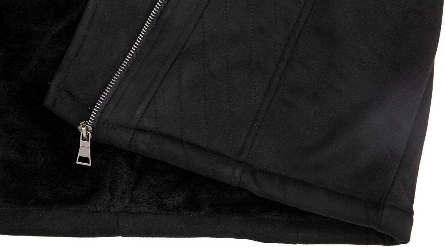 image:imageBellivera Womens Faux Suede Leather Fleece Lined Trench CoatBlack Tops