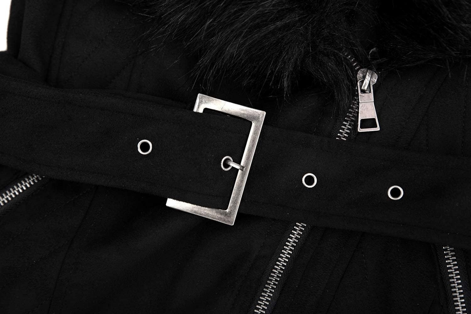 image:imageBellivera Womens Faux Suede Leather Fleece Lined Trench CoatBlack Tops