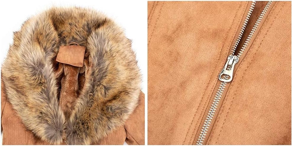 image:imageBellivera Womens Faux Suede Leather Fleece Lined Trench CoatCamel Coat