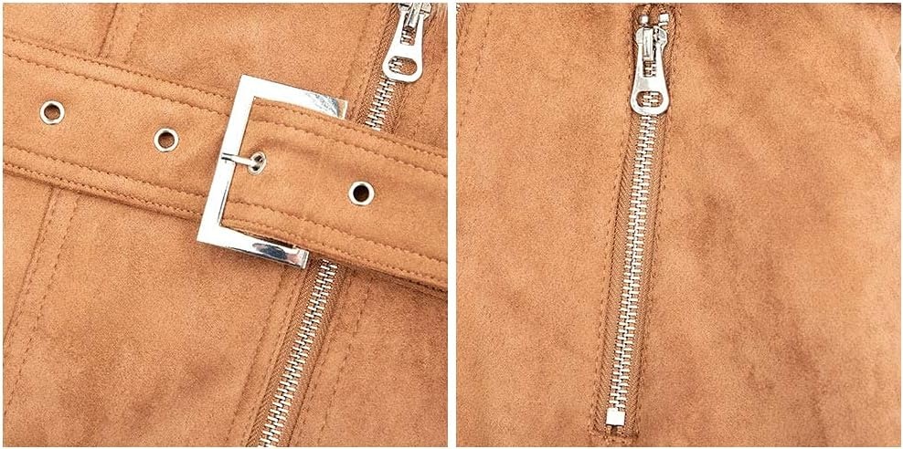 image:imageBellivera Womens Faux Suede Leather Fleece Lined Trench CoatCamel Coat