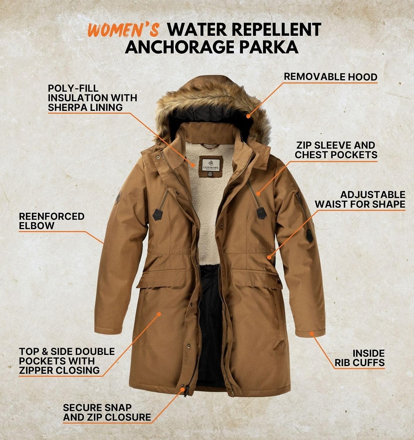 image:imageLegendary Whitetails Womens Coat with Hood Warm Insulated ParkaBarley