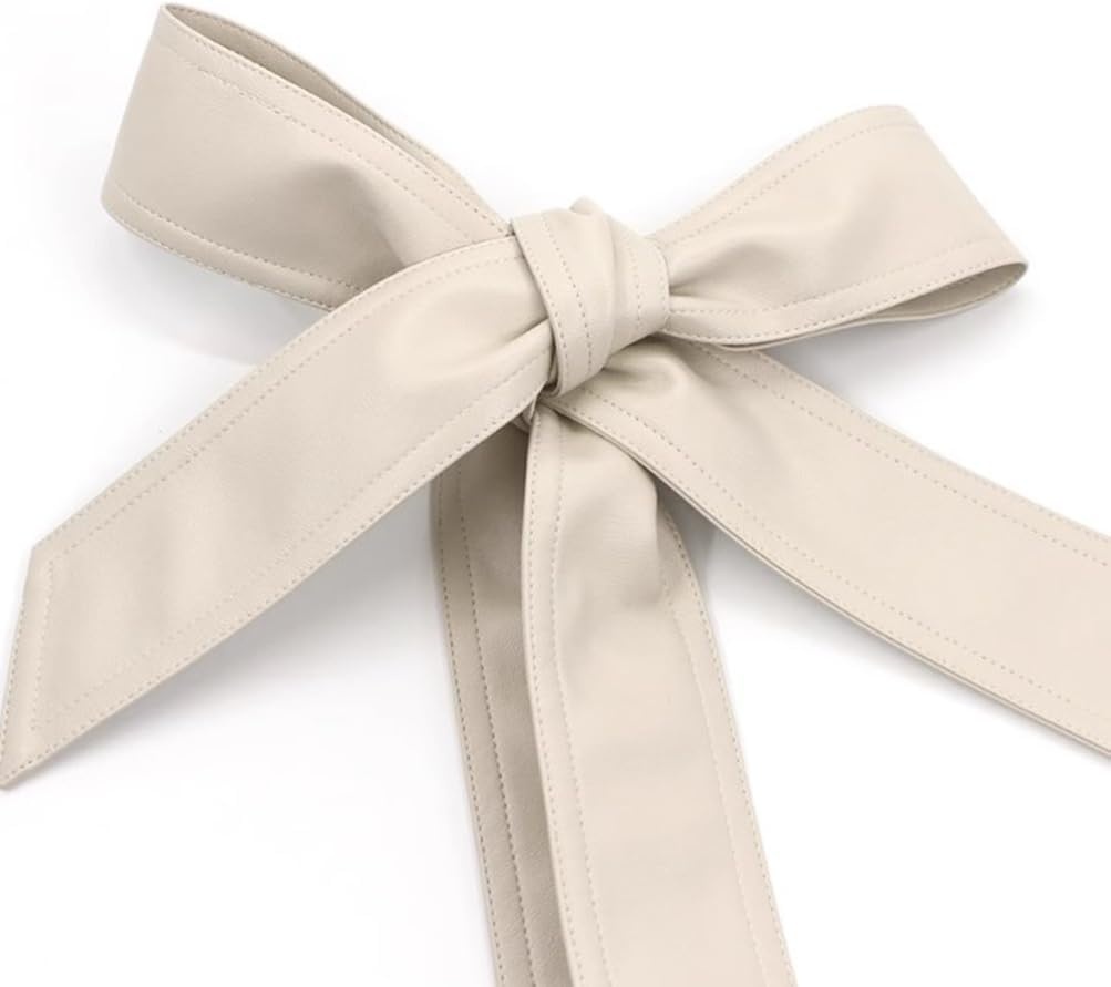 image:imageWomen Soft Leather Sash Belt Down Coat Tie Waistband Leather Jacket Coat BeltsBeige