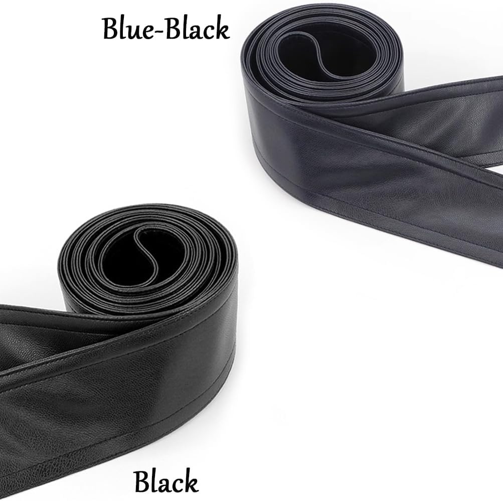 image:imageWomen Soft Leather Sash Belt Down Coat Tie Waistband Leather Jacket Coat BeltsBlueblack