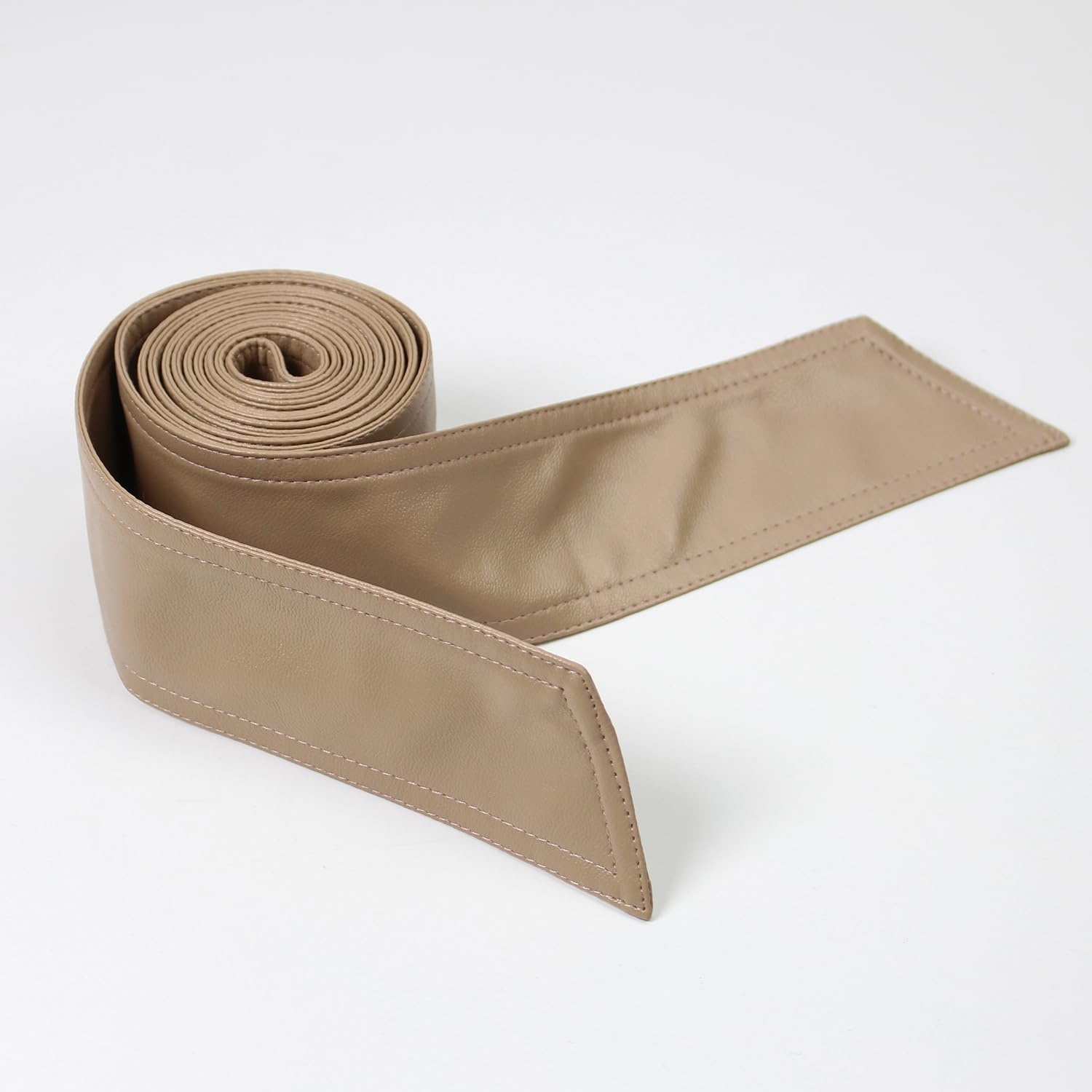 image:imageWomen Soft Leather Sash Belt Down Coat Tie Waistband Leather Jacket Coat BeltsMilky Coffee