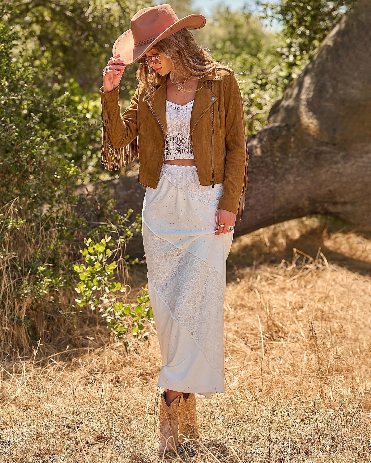 image:imageluvamia Fringe Jackets For Women Trendy Cropped Faux Suede Jacket WomenBrown
