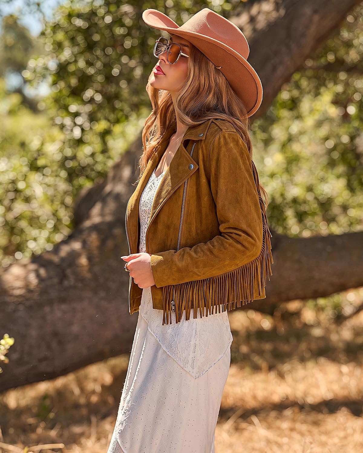 image:imageluvamia Fringe Jackets For Women Trendy Cropped Faux Suede Jacket WomenBrown
