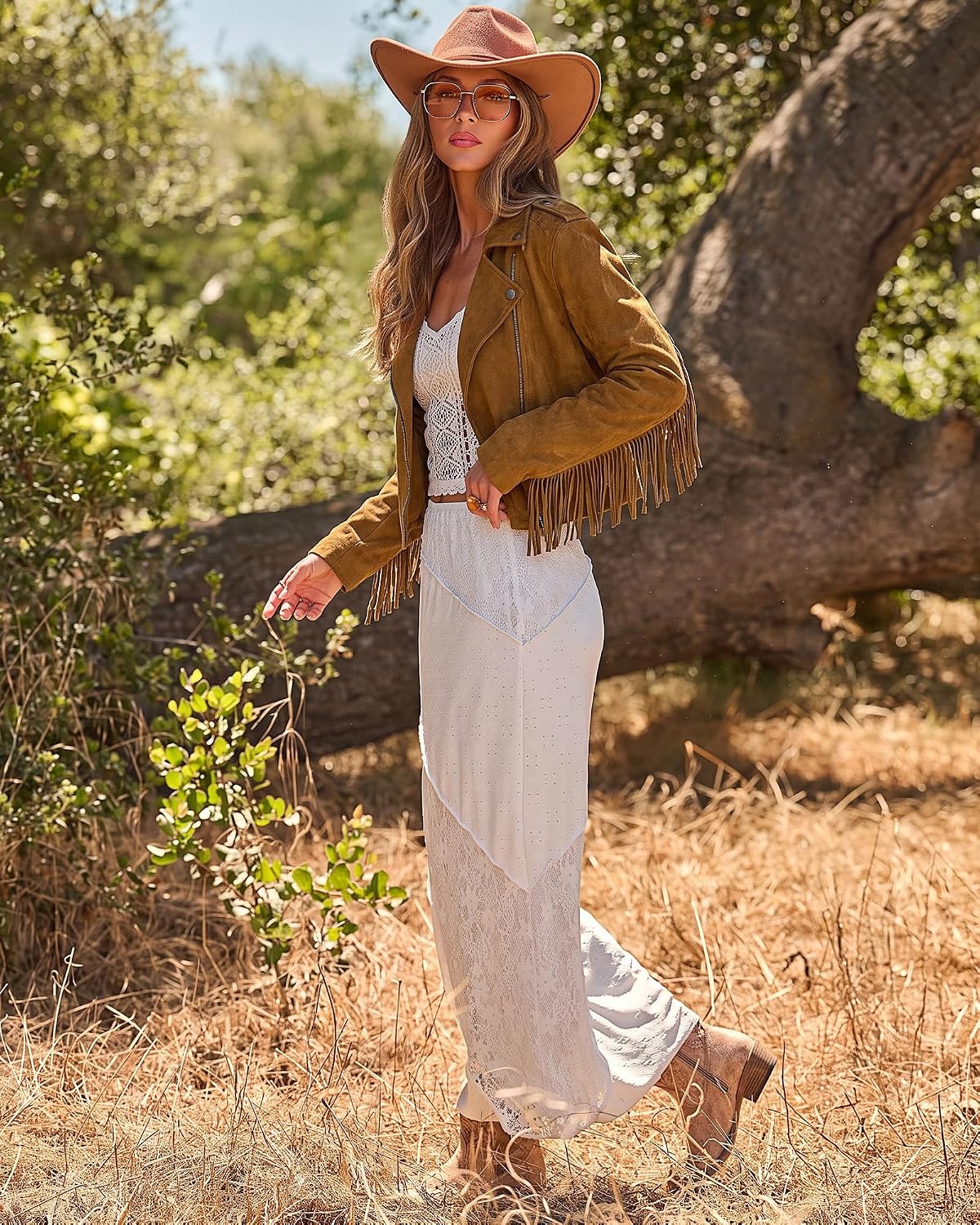 image:imageluvamia Fringe Jackets For Women Trendy Cropped Faux Suede Jacket WomenBrown