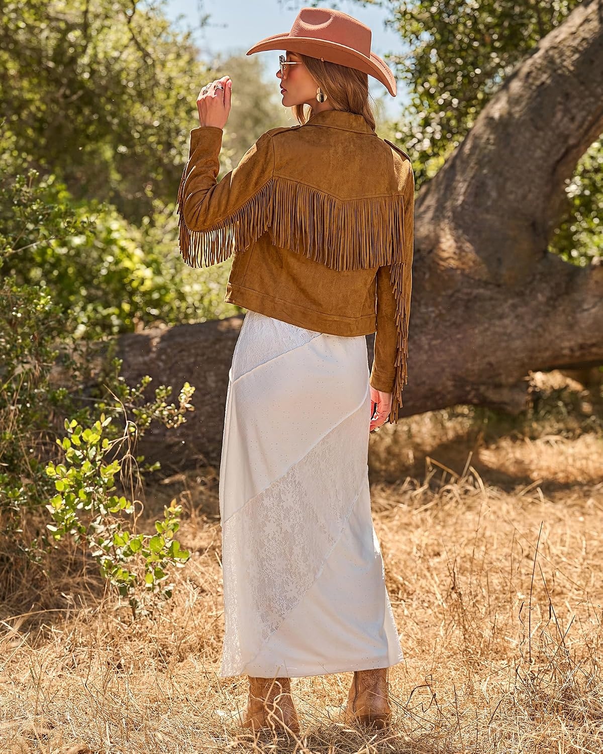 image:imageluvamia Fringe Jackets For Women Trendy Cropped Faux Suede Jacket WomenBrown