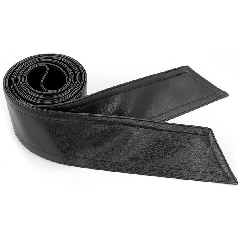 image:imageWomen Soft Leather Sash Belt Down Coat Tie Waistband Leather Jacket Coat BeltsBlack