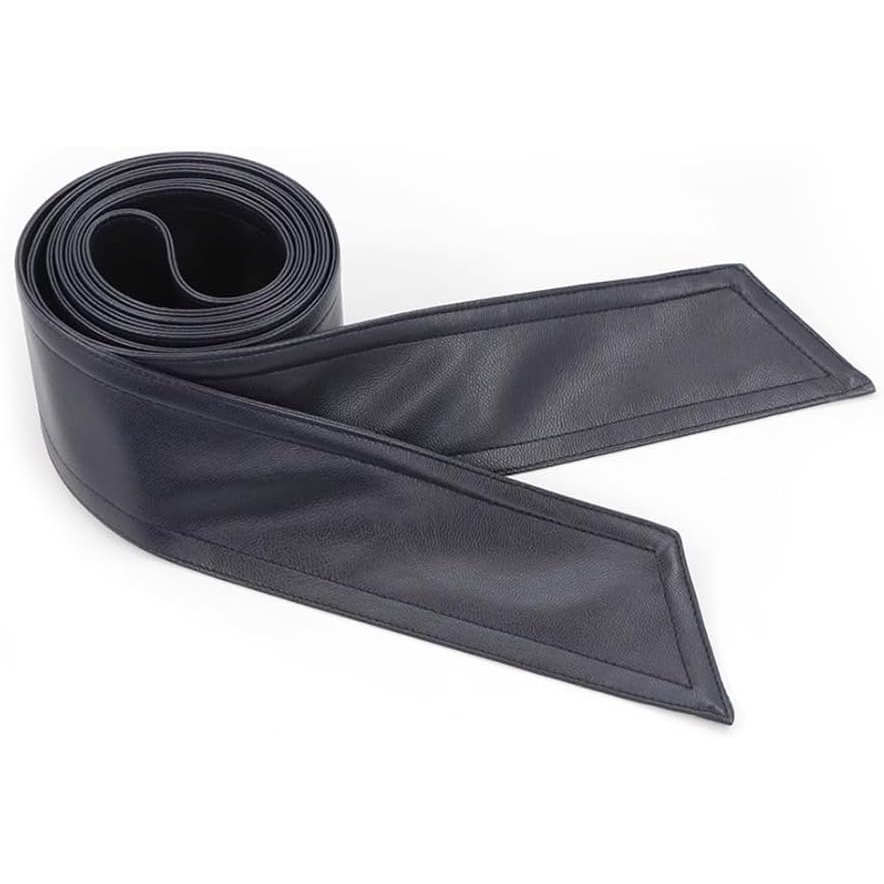 image:imageWomen Soft Leather Sash Belt Down Coat Tie Waistband Leather Jacket Coat BeltsBlueblack