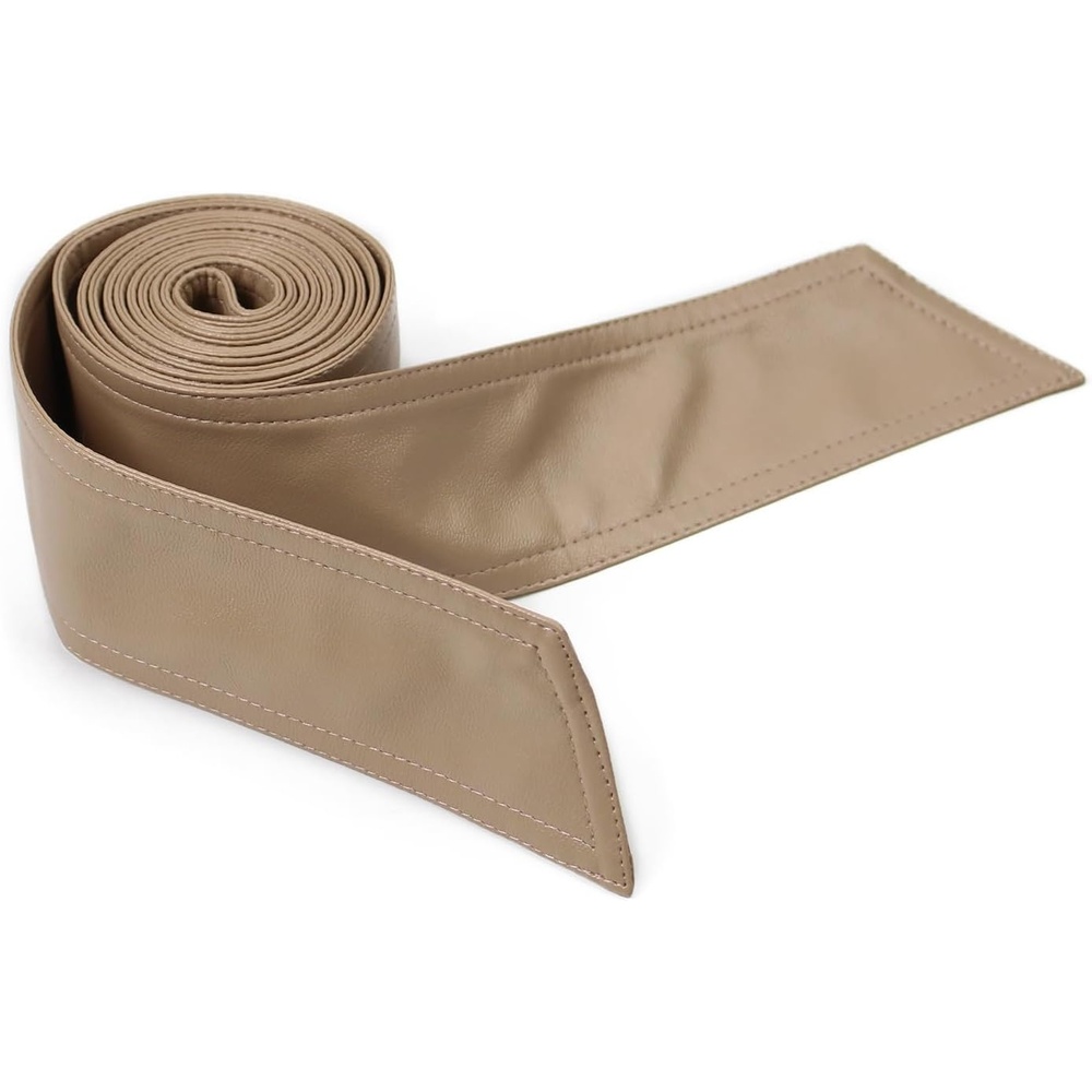 image:imageWomen Soft Leather Sash Belt Down Coat Tie Waistband Leather Jacket Coat BeltsMilky Coffee