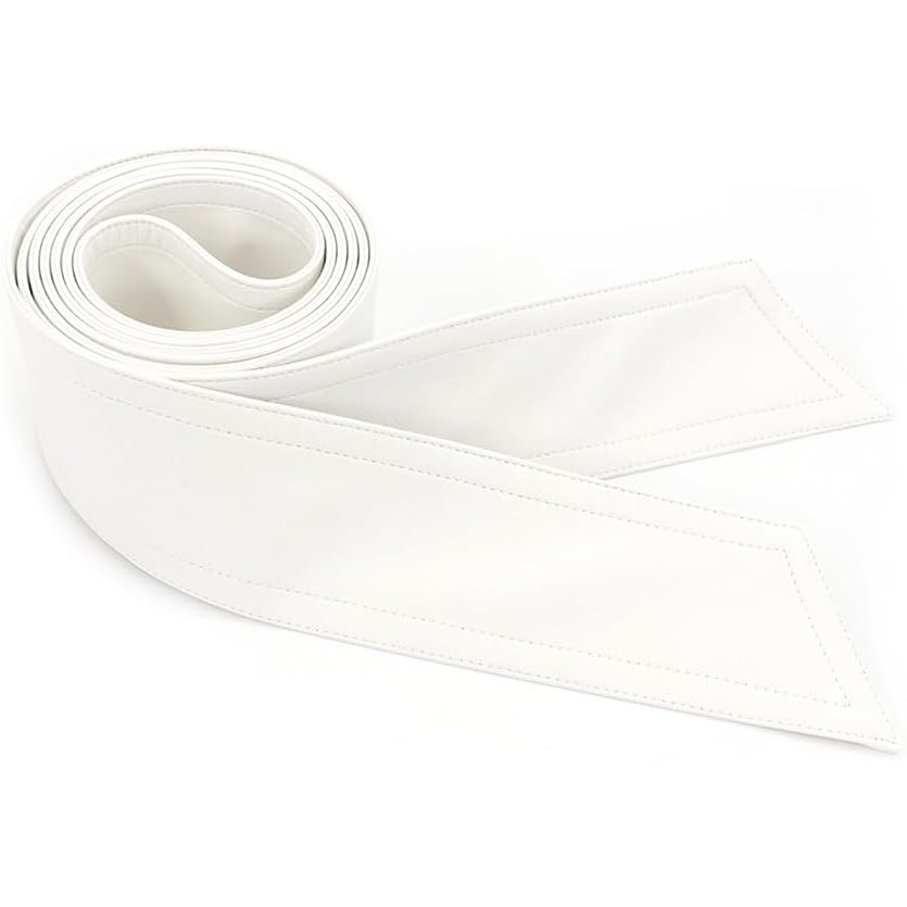 image:imageWomen Soft Leather Sash Belt Down Coat Tie Waistband Leather Jacket Coat BeltsWhite