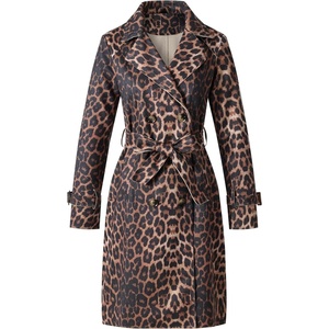 Bellivera Women’s Faux Suede Double Breasted Lightweight Trench Coat(Leopard)