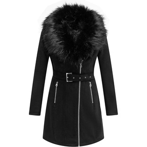 Bellivera Women’s Faux Suede Leather Fleece Lined Trench Coat(Black Coat)