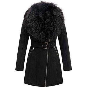 Bellivera Women’s Faux Suede Leather Fleece Lined Trench Coat(Black Tops)