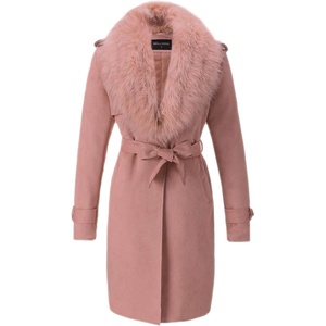 Bellivera Women’s Faux Suede Leather Fleece Lined Trench Coat(Pink)