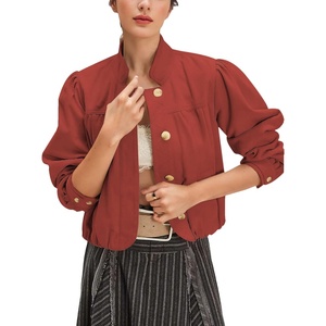 Wanzetaly Women’s Faux Suede Jacket Casual Cropped Leather Coat with Pocket Button Bomber Jacket(Wine Red)