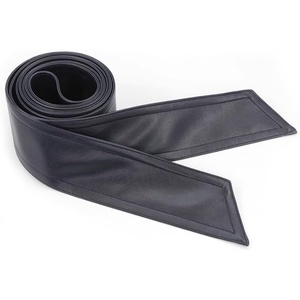 Women Soft Leather Sash Belt Down Coat Tie Waistband Leather Jacket Coat Belts(Blue-black)