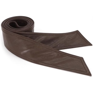Women Soft Leather Sash Belt Down Coat Tie Waistband Leather Jacket Coat Belts(Dark Coffee)