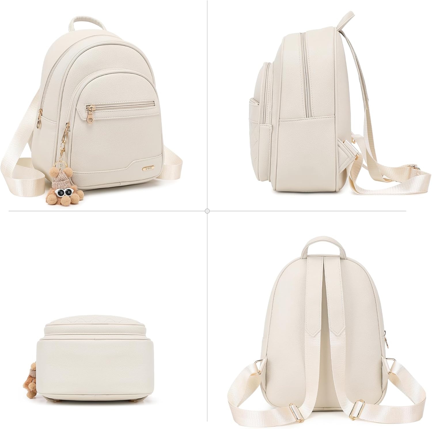 image:imageBAGOK Mini Leather Backpack Purse for Women Small Backpack Purse with Cartoon Charm Cute Fashion Bag for GirlsAoff White