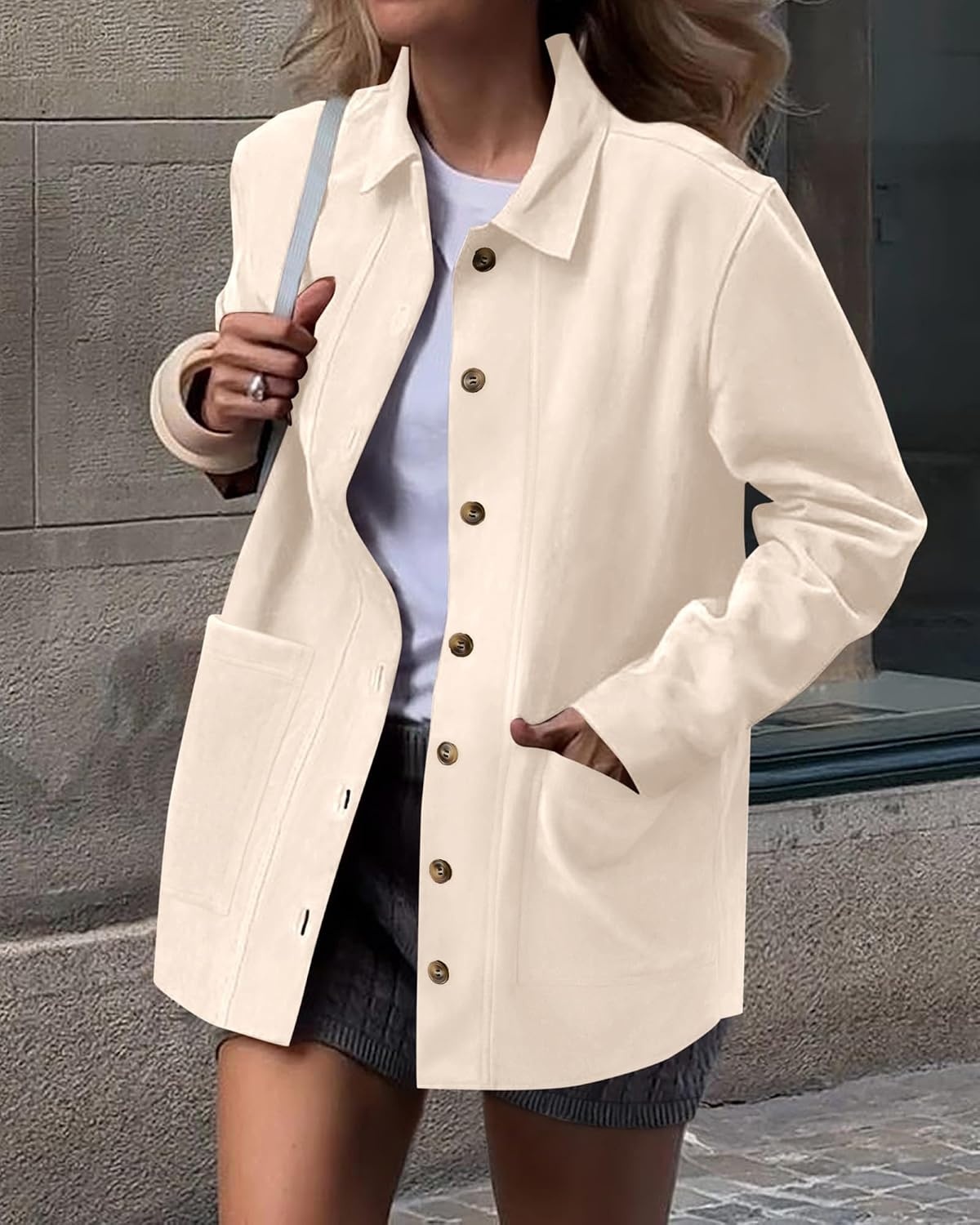 image:imageBTFBM Fall Fashion Faux Suede Jacket Women Winter ClothingBeige