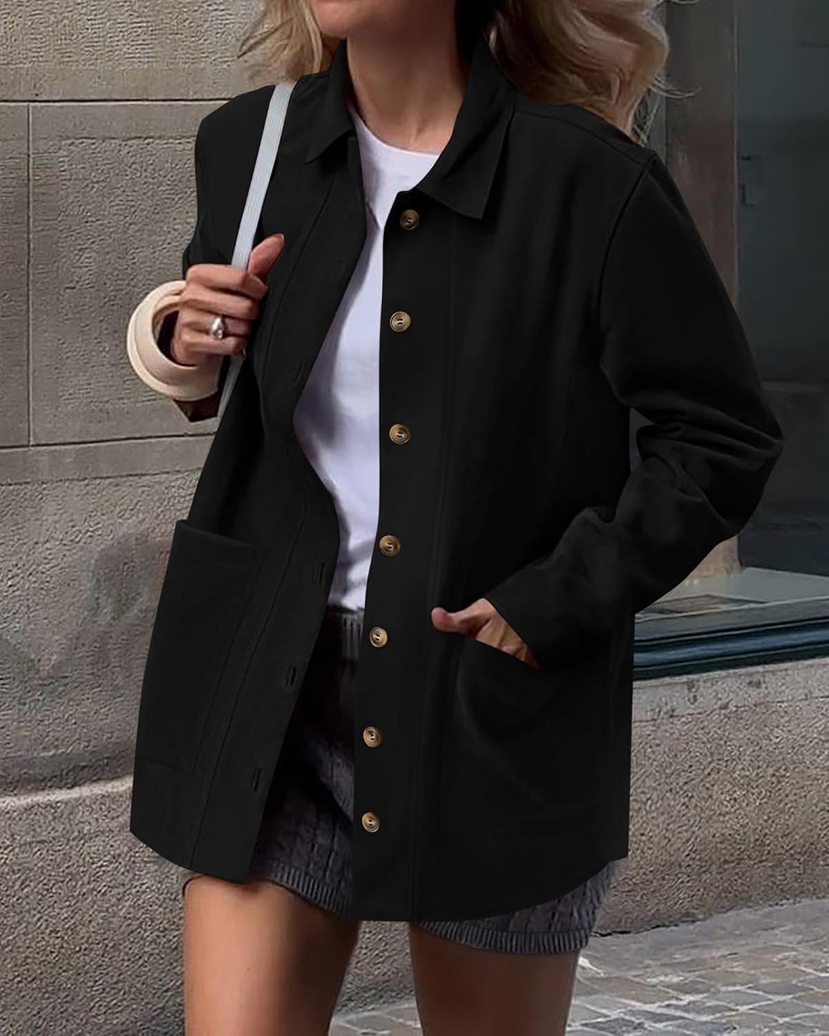 image:imageBTFBM Fall Fashion Faux Suede Jacket Women Winter ClothingBlack