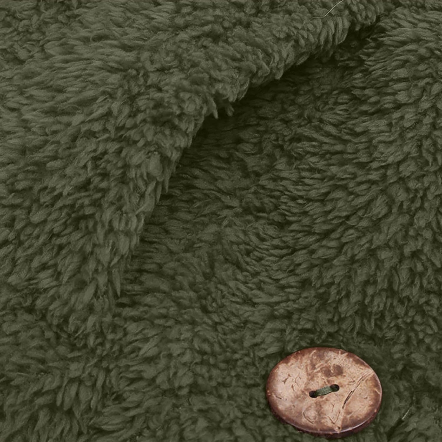 image:imageBeessbest Women Fleece Jacket Button Down Sherpa Hooded CoatArmy Green