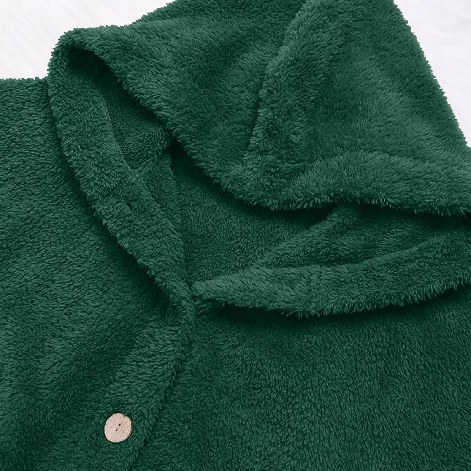 image:imageBeessbest Women Fleece Jacket Button Down Sherpa Hooded CoatGreen