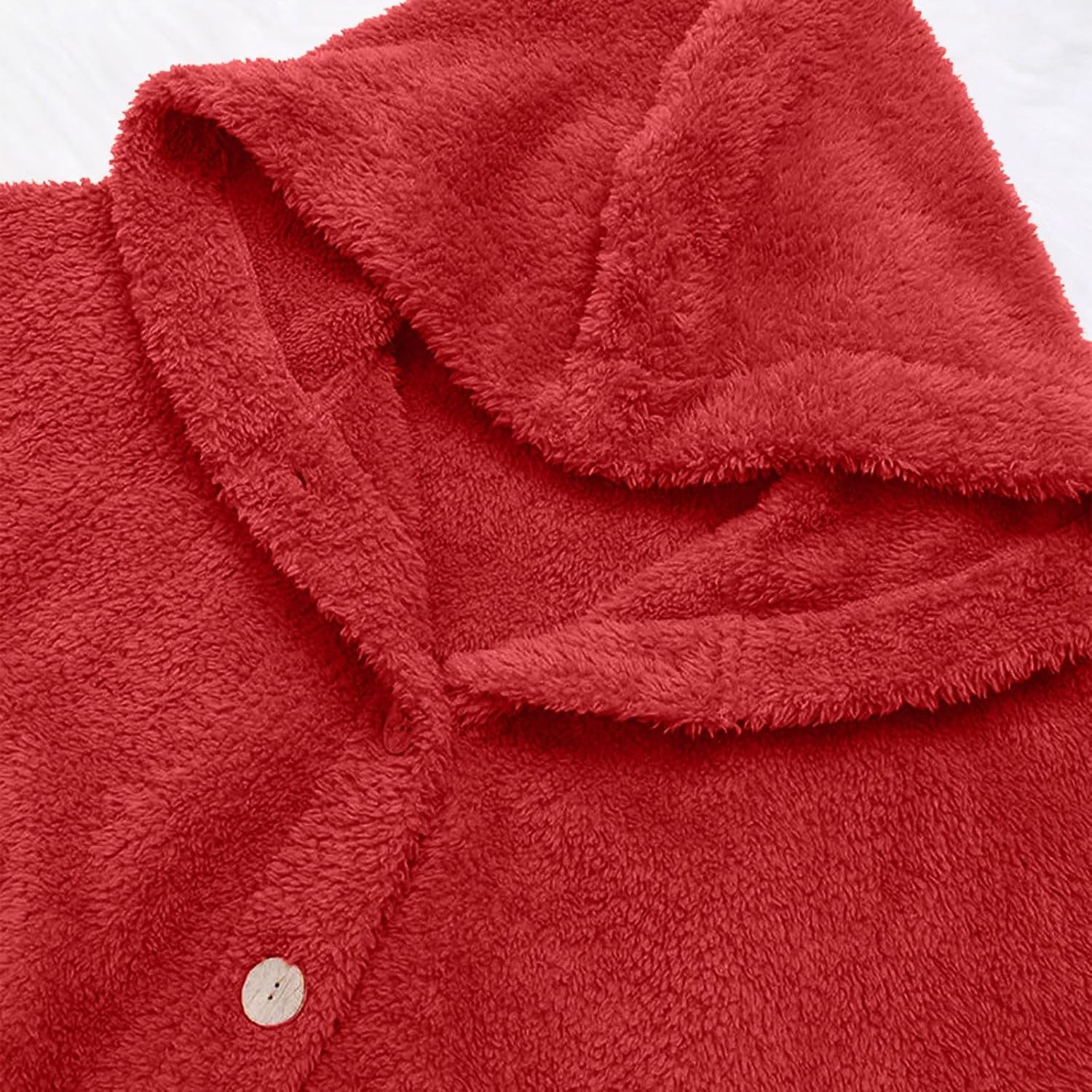 image:imageBeessbest Women Fleece Jacket Button Down Sherpa Hooded CoatRed