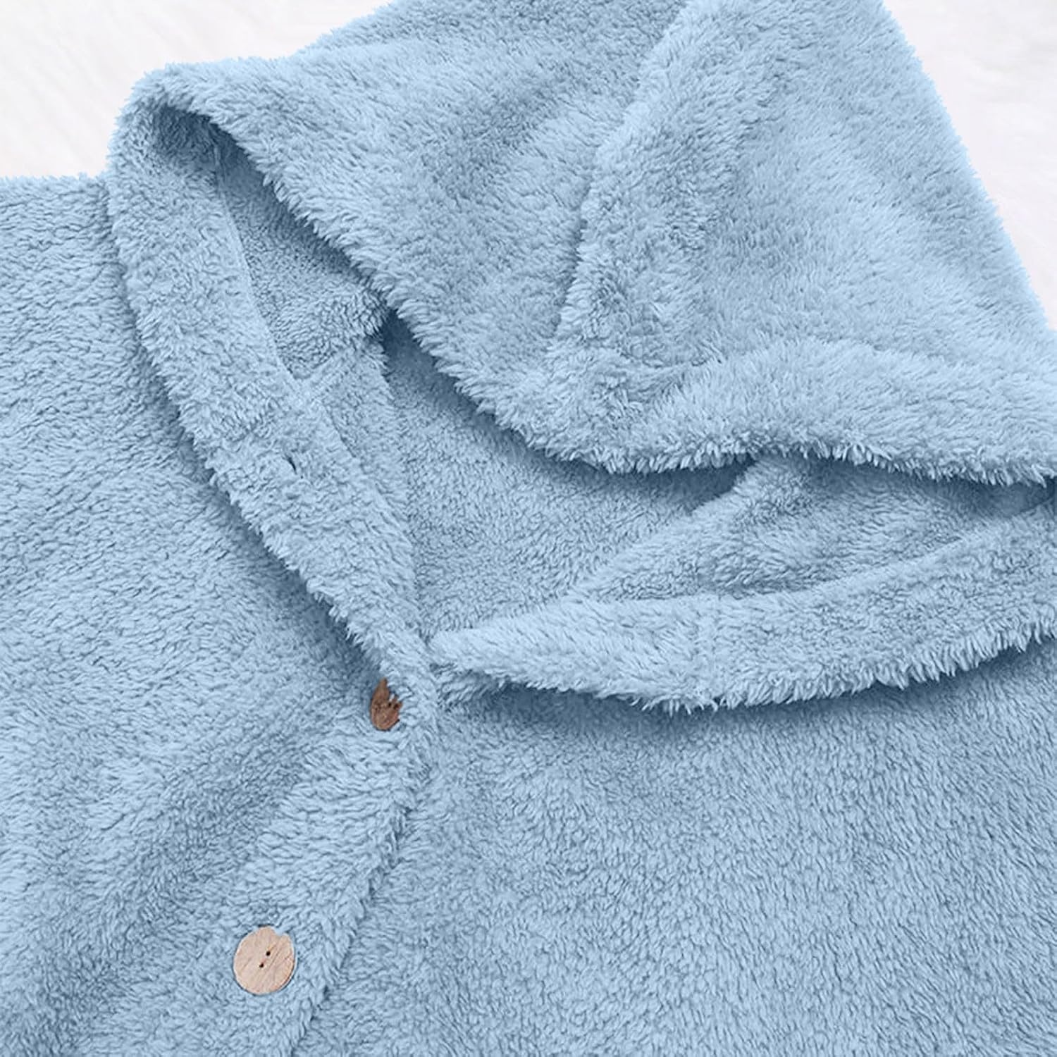image:imageBeessbest Women Fleece Jacket Button Down Sherpa Hooded CoatSky Blue