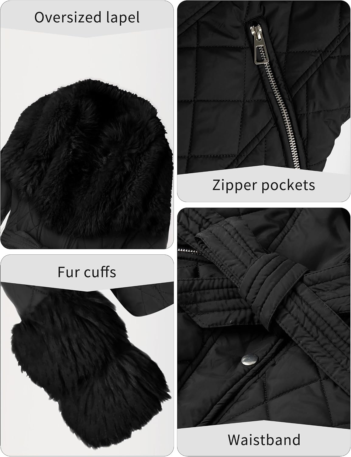 image:imageBellivera Women Faux Suede Jacket Moto Biker SherpaLined CoatBlack Removable Fur Collar