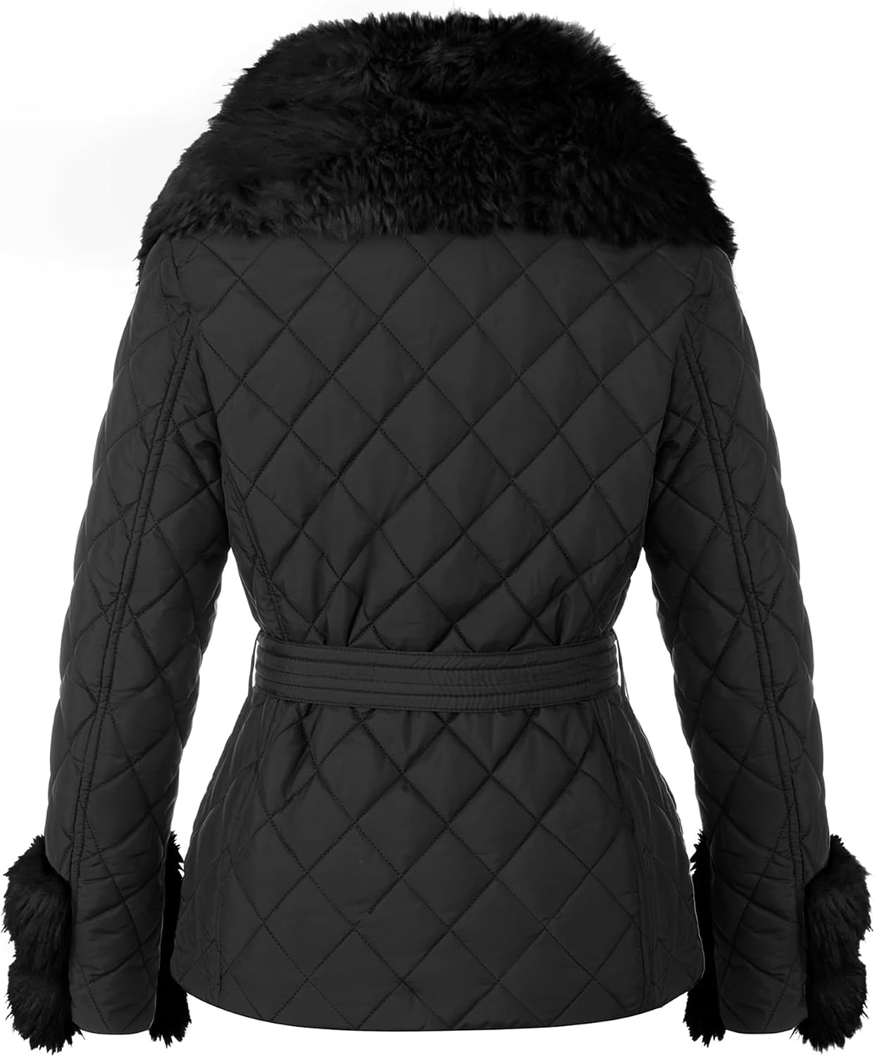 image:imageBellivera Women Faux Suede Jacket Moto Biker SherpaLined CoatBlack Removable Fur Collar