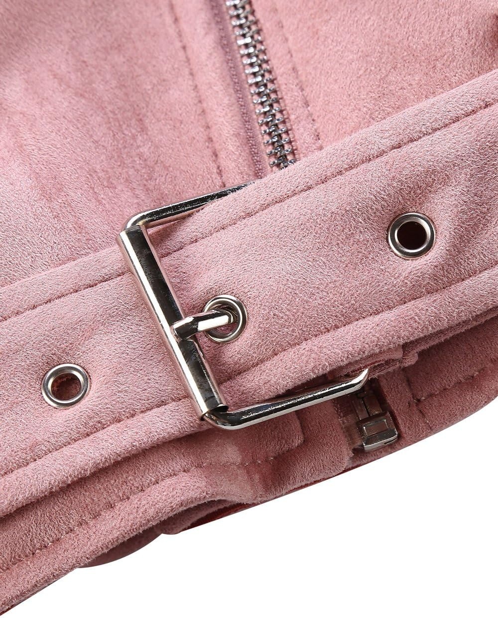 image:imageBellivera Women Faux Suede Jacket Moto Biker SherpaLined CoatPink